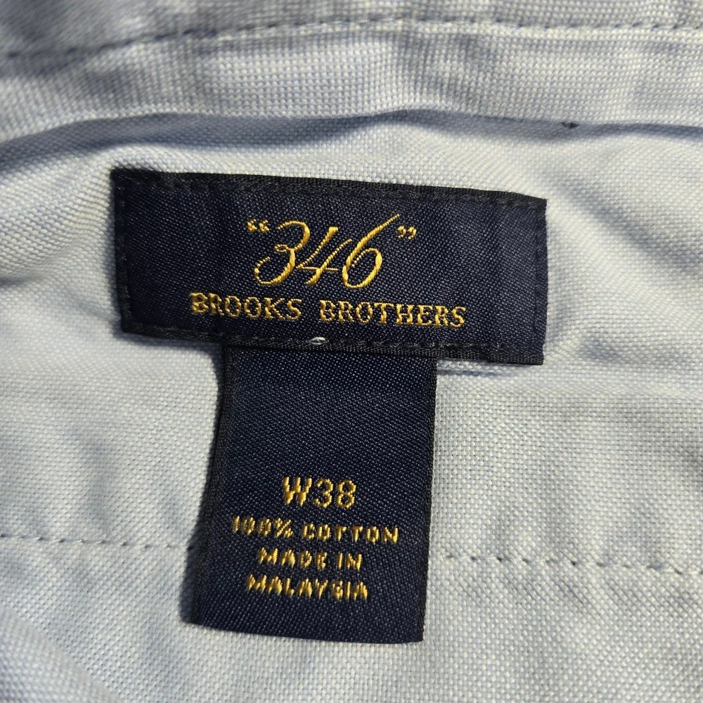 Brooks Brothers 346 Mens Navy Blue Chino Shorts 100% Cotton Size 38 Casual Twill